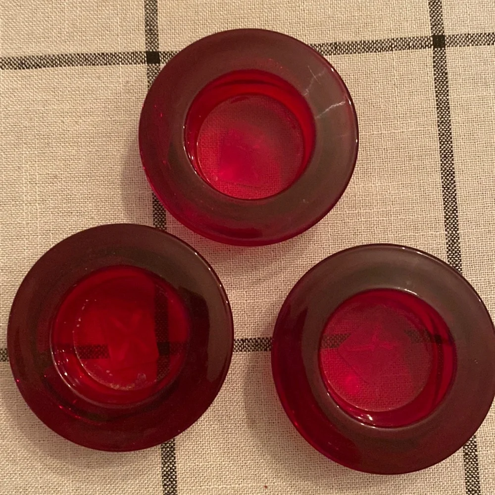 Set of 3 Crate&Barrel ruby red votives